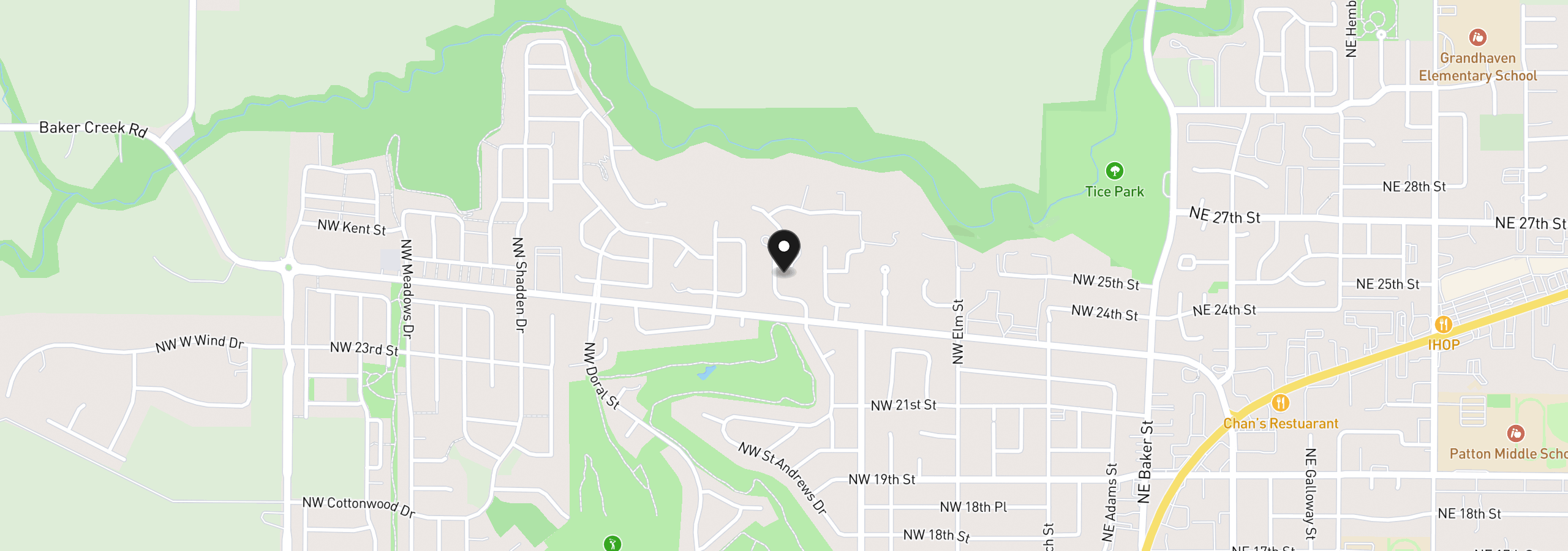 Map showing the location of 2520 NW Pinehurst Dr, McMinnville, OR 97128