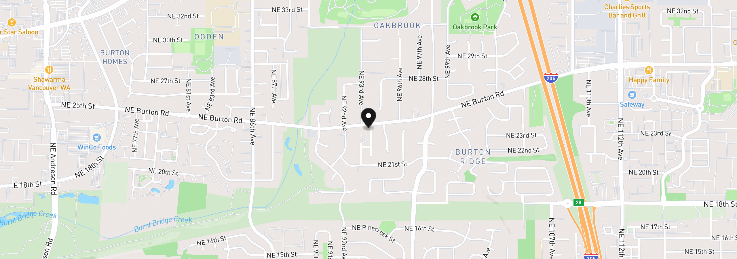 Map showing the location of 2308 NE 94th Ct, Vancouver, Wa 98664