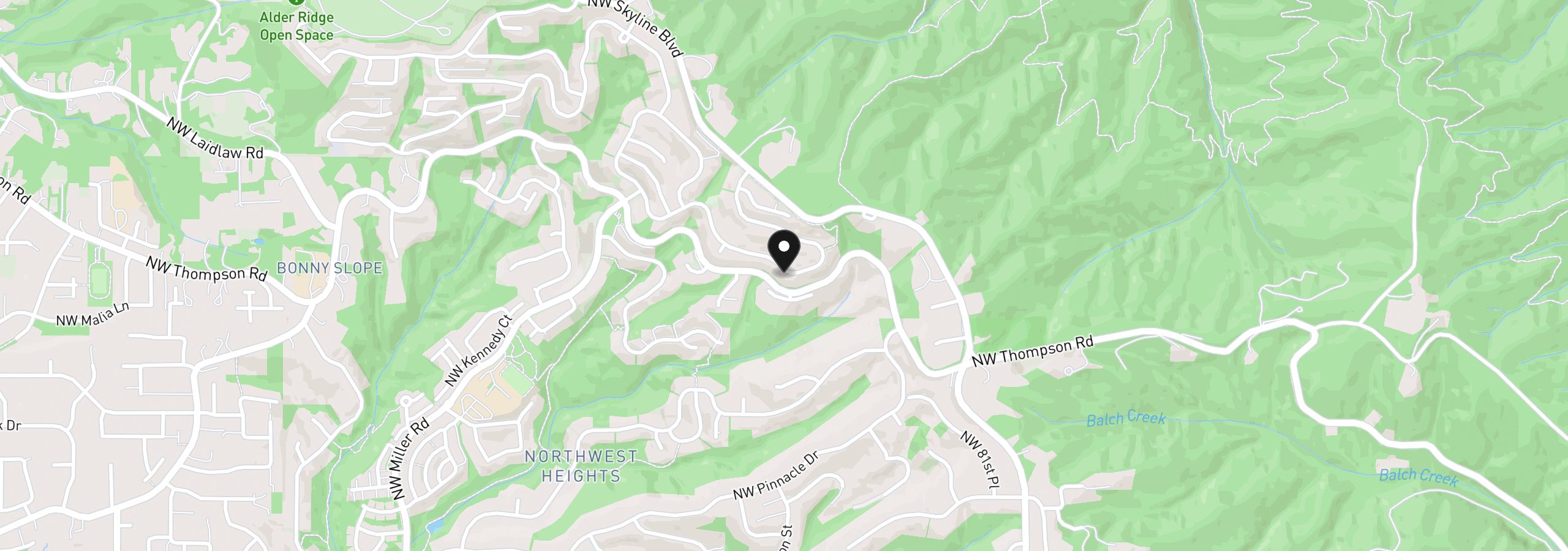 Map showing the location of 3141 NW Chapin Dr, Portland, OR 97229