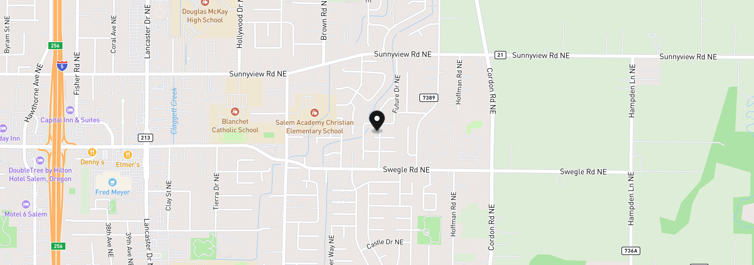 Map showing the location of 1735 Plateau St NE, Salem, OR 97305