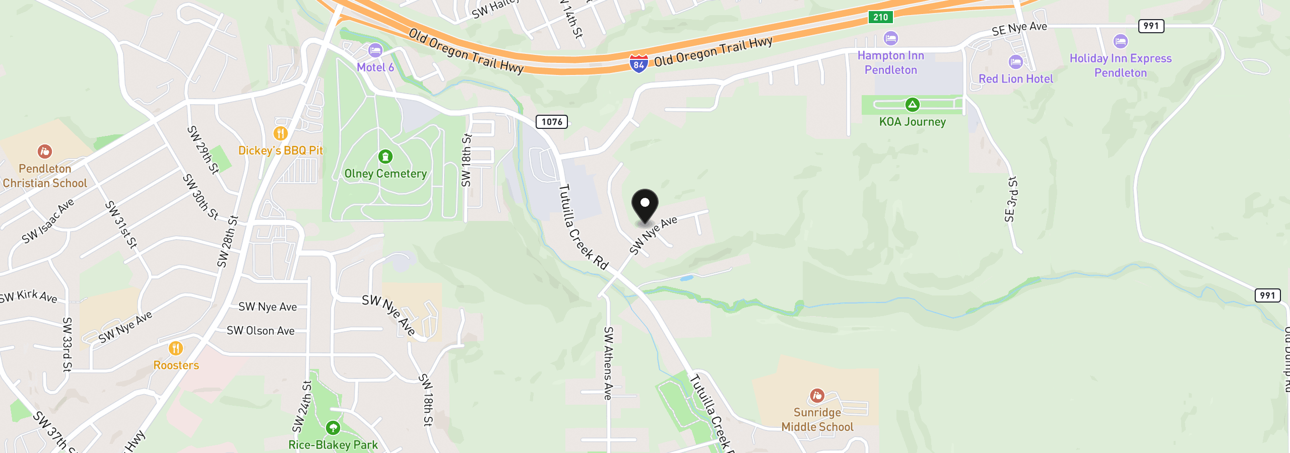 Map showing the location of 1109 SW Nye Ave, Pendleton, OR 97801