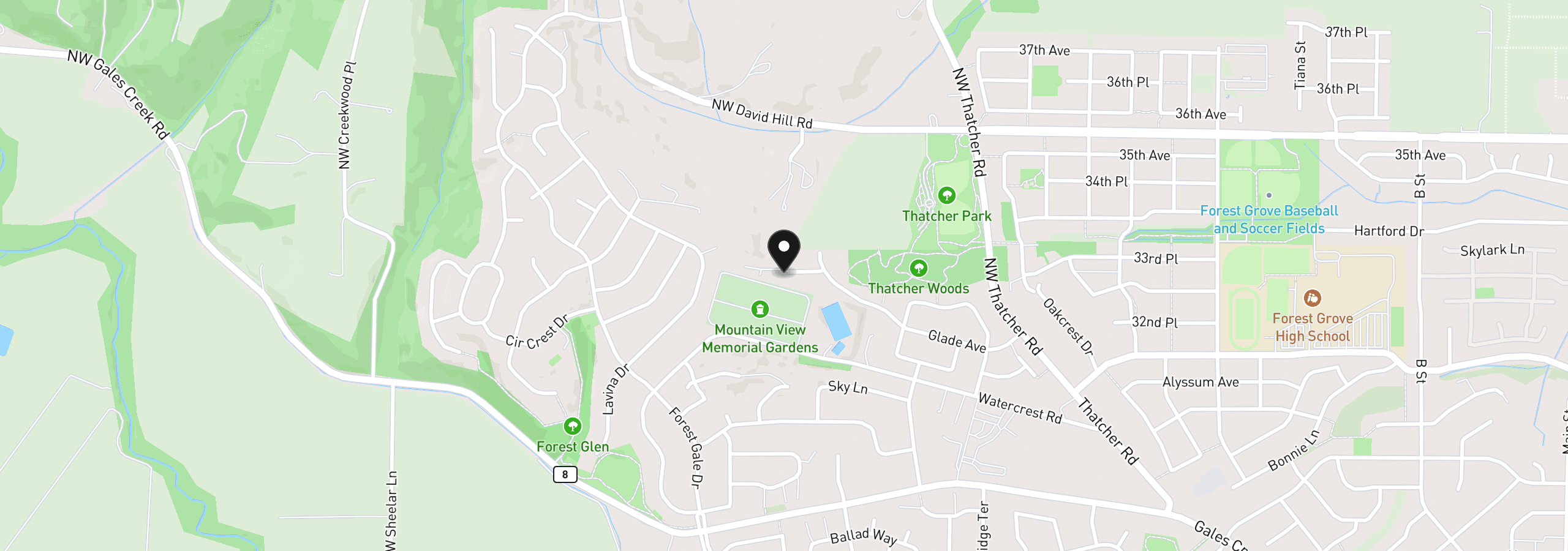 Map showing the location of 496 Ruca Ct, Forest Grove, OR 97116