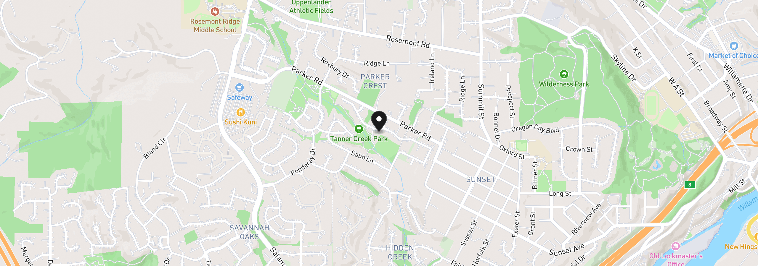 Map showing the location of 3102 Winkel Way, West Linn, OR 97068
