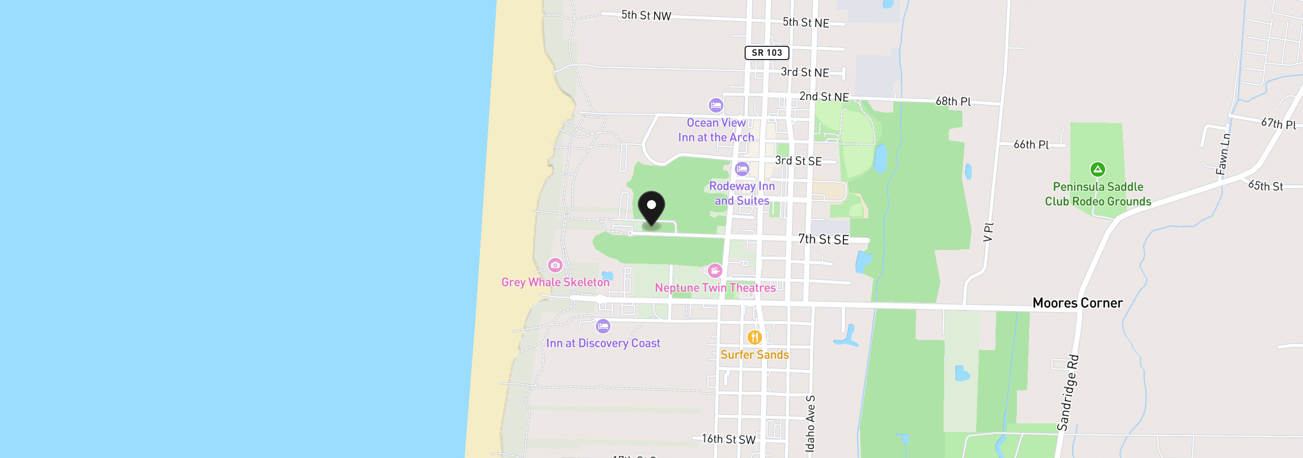 Map showing the location of 7th St SW, Long Beach, Wa 98631