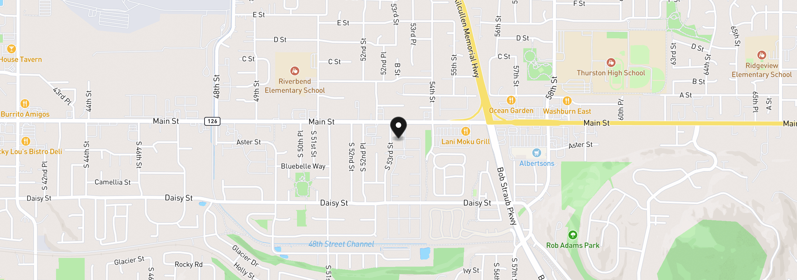 Map showing the location of 5335 Main St 7, Springfield, OR 97478