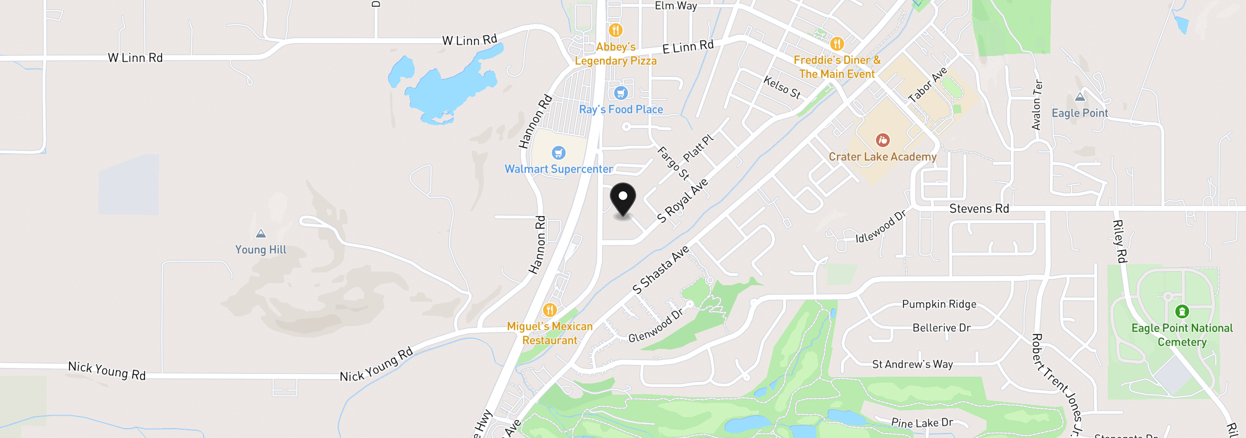 Map showing the location of 133 Edith Cir, Eagle Point, OR 97524