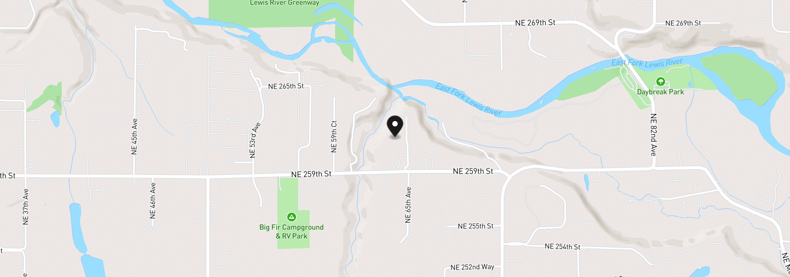 Map showing the location of 26100 NE 65th Ave, Battle Ground, Wa 98604