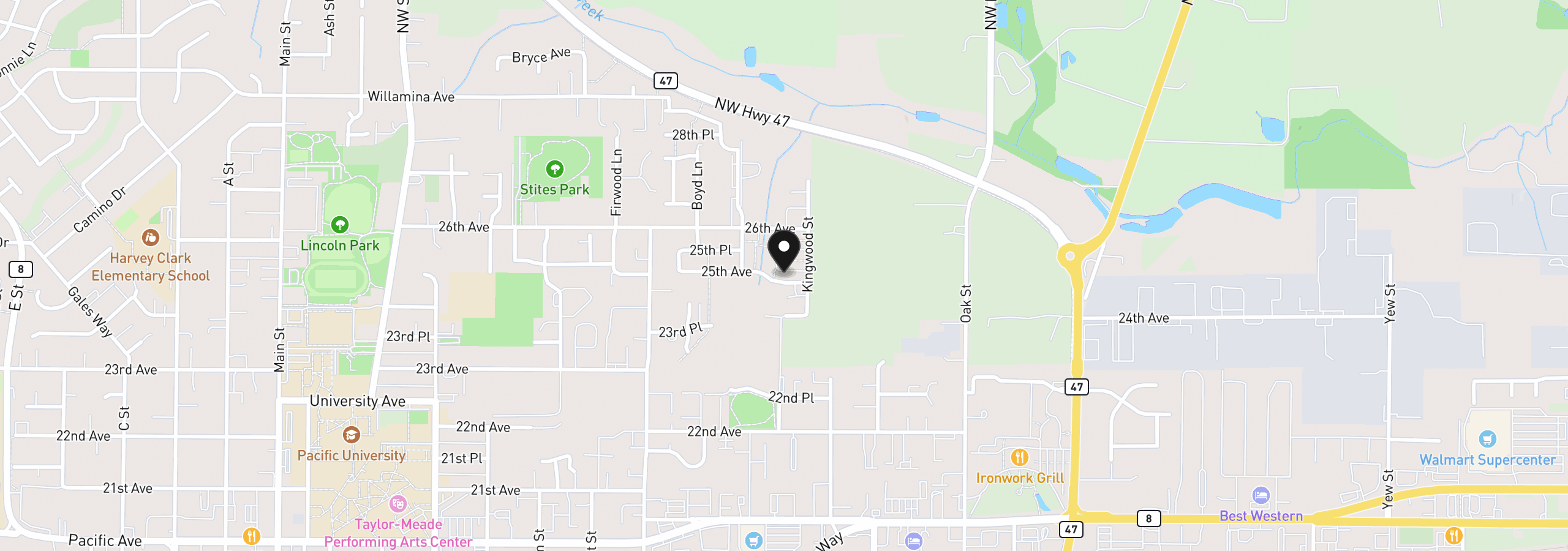 Map showing the location of 2967 25th Ave, Forest Grove, OR 97116