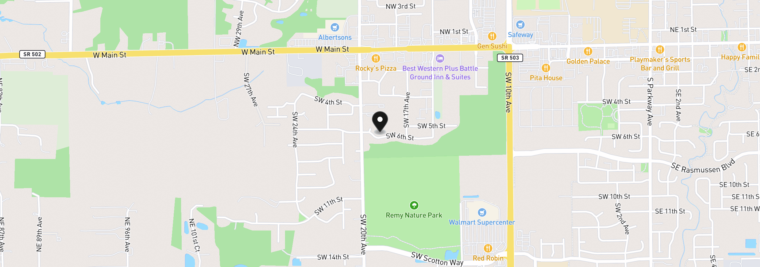 Map showing the location of 1816 SW 6th St, Battle Ground, Wa 98604