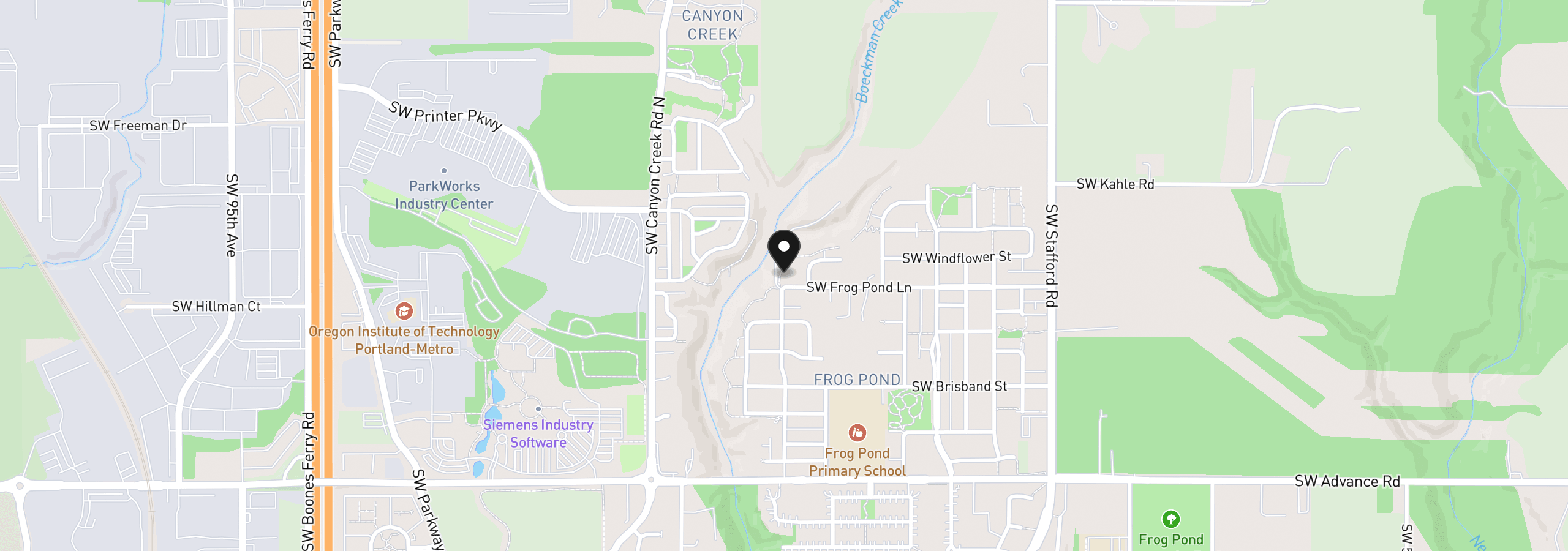 Map showing the location of 7451 SW Frog Pond Ln, Wilsonville, OR 97070