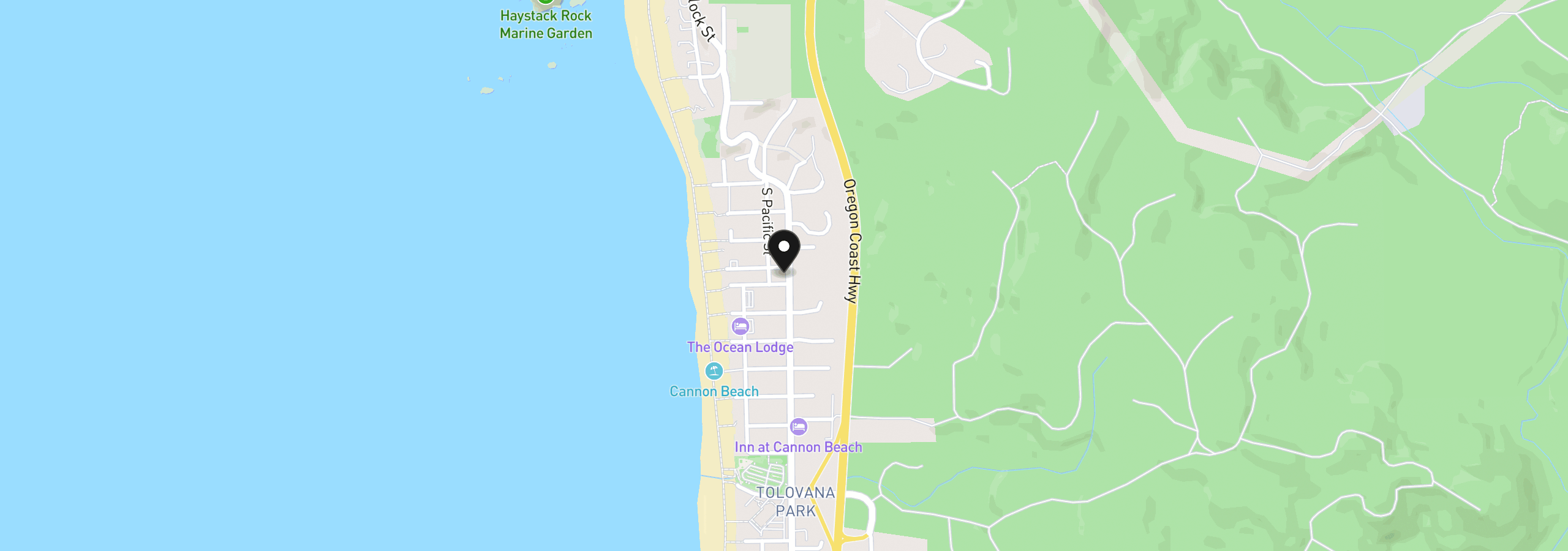 Map showing the location of 131 W Nebesna St, Cannon Beach, OR 97110