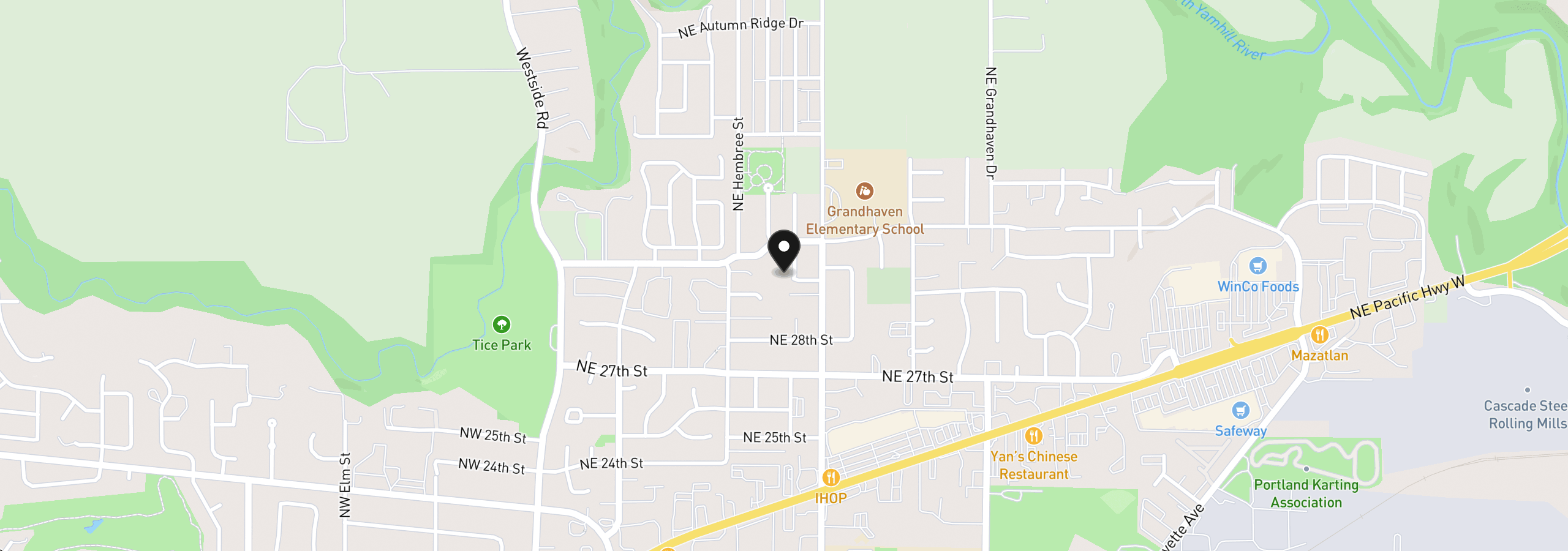 Map showing the location of 3023 NE Maloney Dr, McMinnville, OR 97128