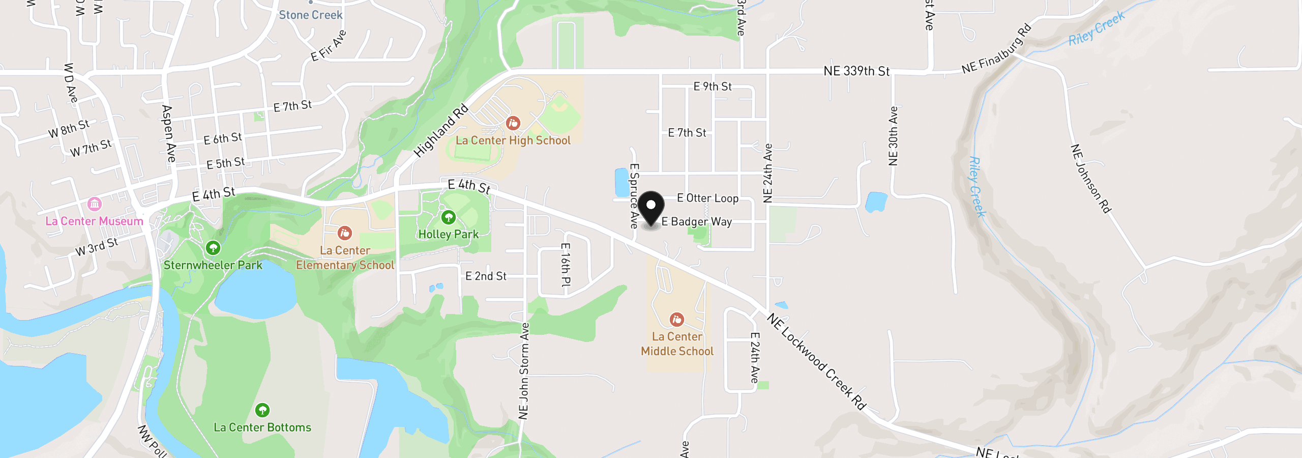 Map showing the location of 2002 E Badger Way 1, La Center, Wa 98629