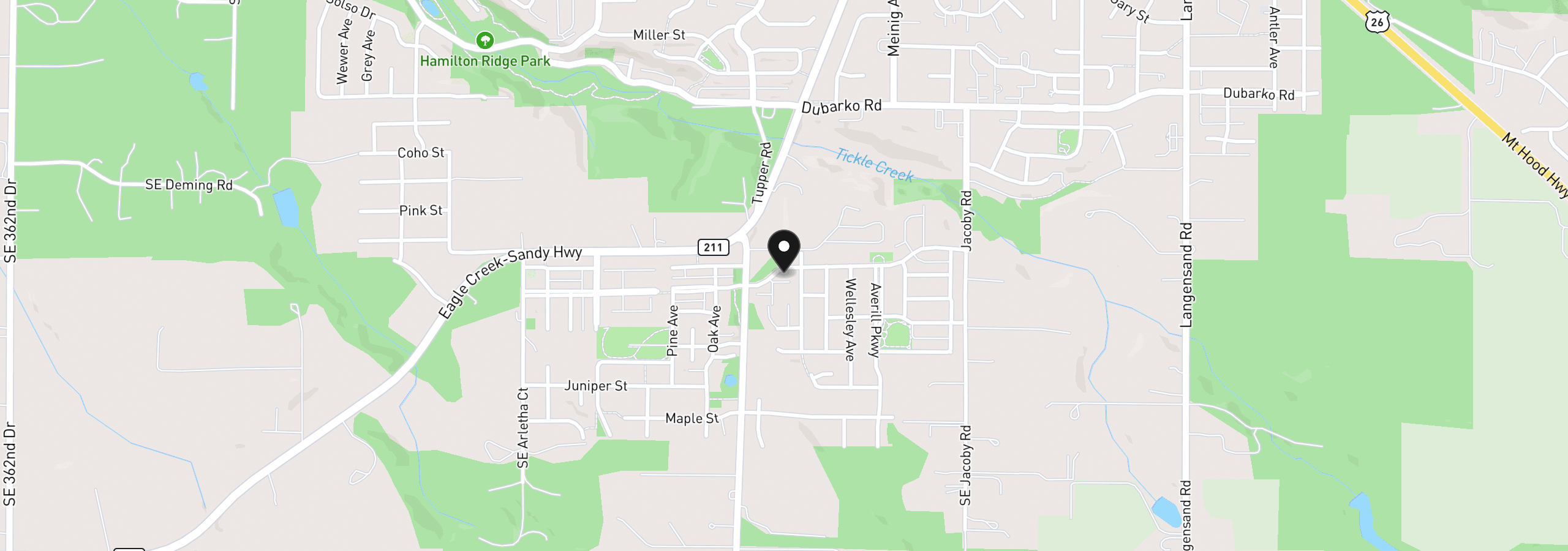Map showing the location of 38800 Cascadia Village Dr, Sandy, OR 97055