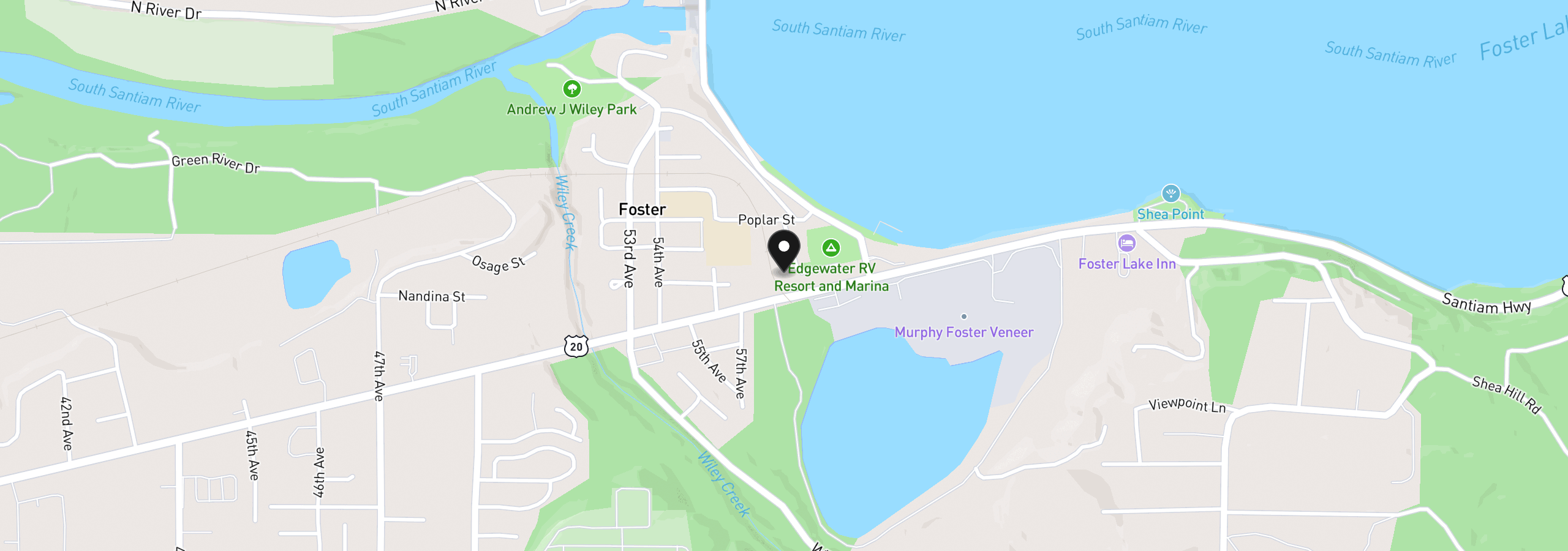 Map showing the location of 59th Ave Tl 501, Sweet Home, OR 97386