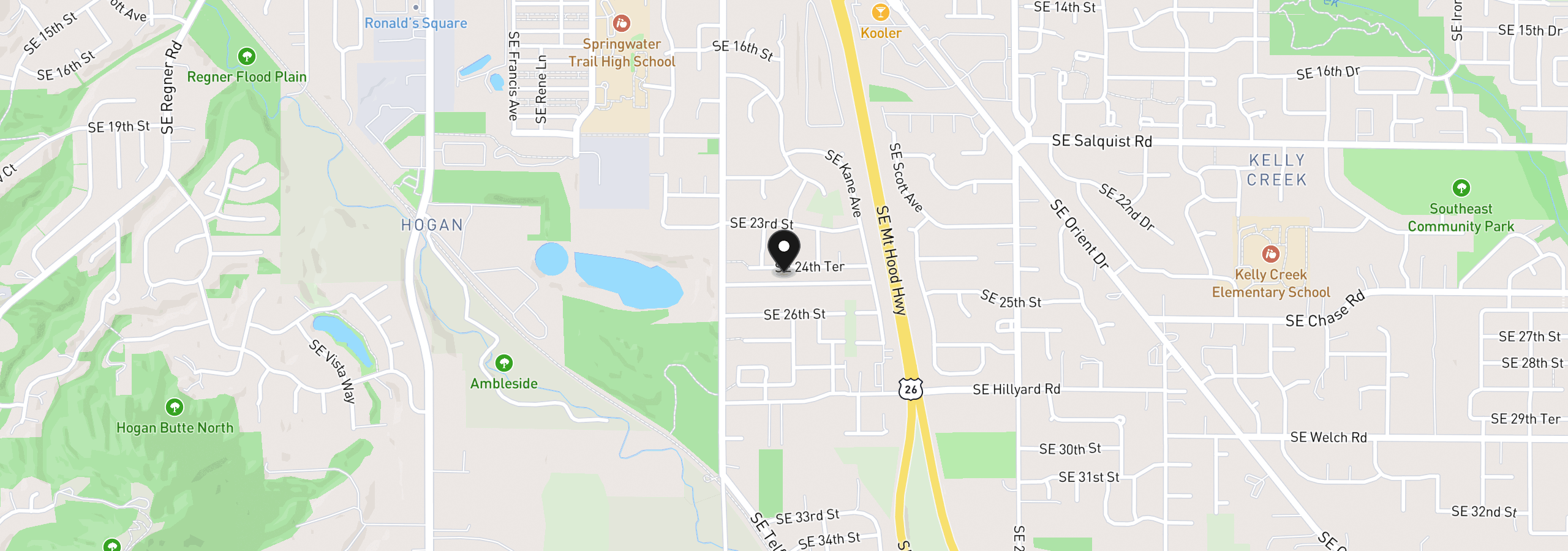 Map showing the location of 3104 SE 24th Ter, Gresham, OR 97080
