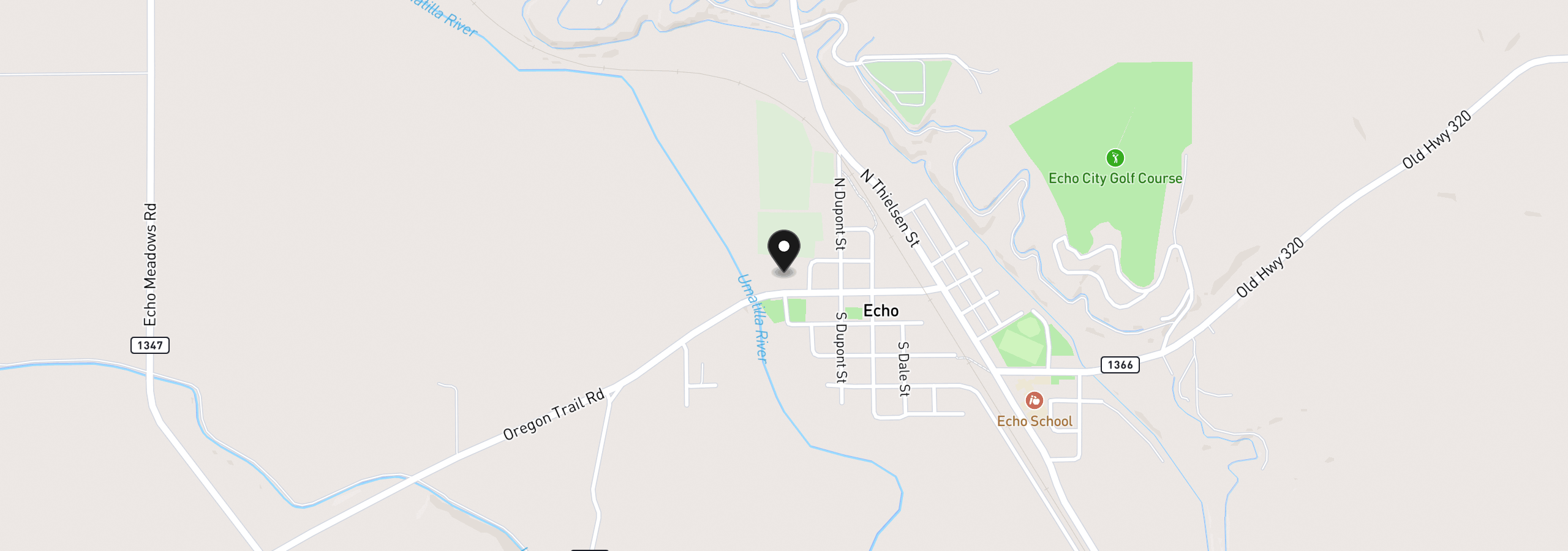 Map showing the location of 10 W Sprague St, Echo, OR 97826