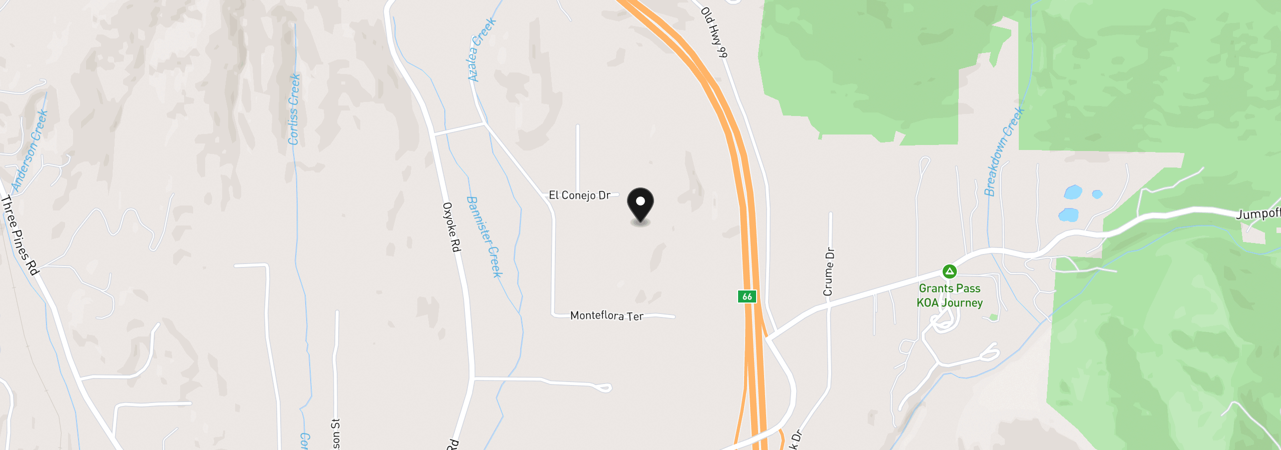 Map showing the location of 357 El Conejo Dr, Grants Pass, OR 97526