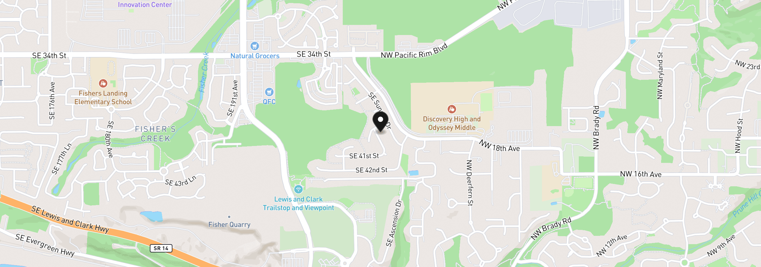 Map showing the location of 4013 SE 199th Ave, Camas, Wa 98607