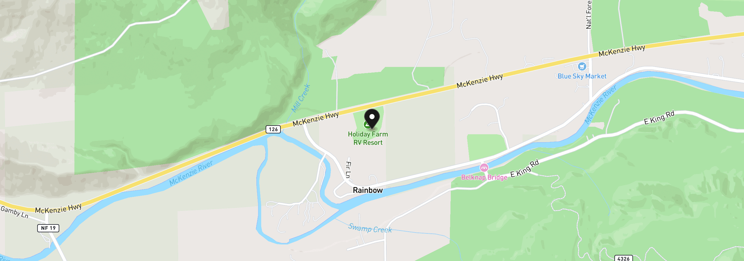 Map showing the location of 54432 McKenzie Hwy 9, Blue River, OR 97413