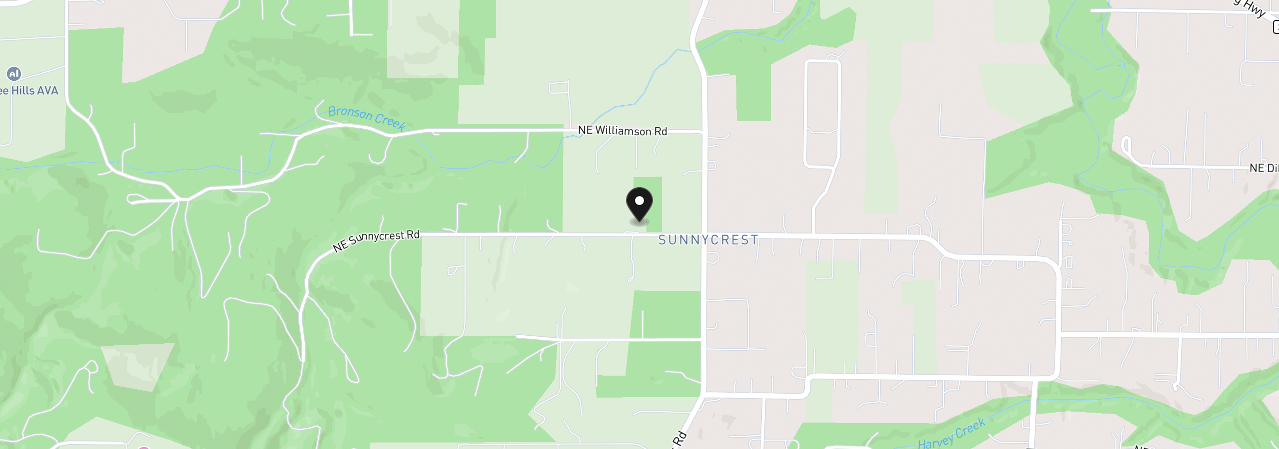 Map showing the location of 21155 NE Sunnycrest Rd, Newberg, OR 97132