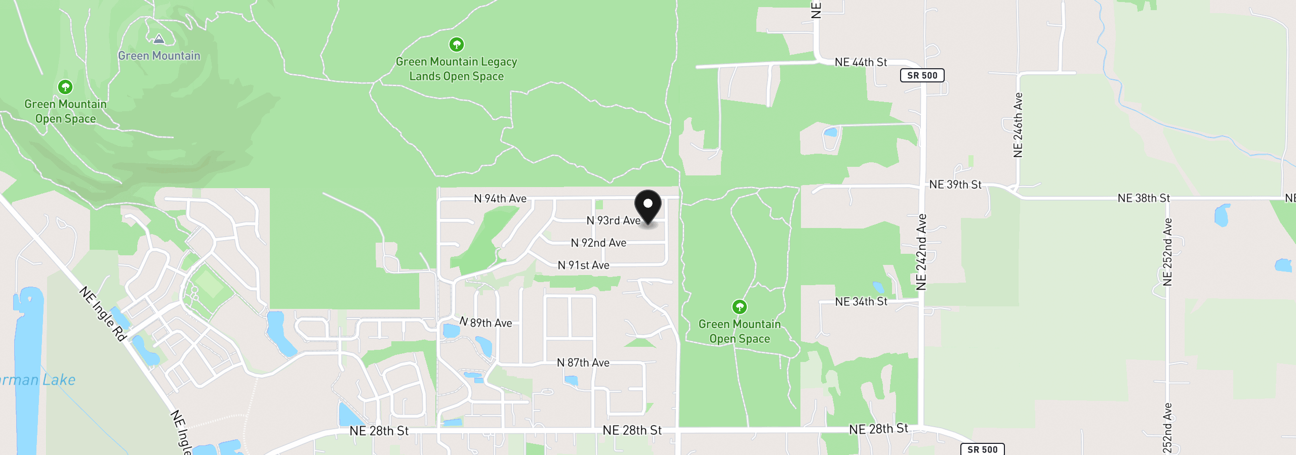 Map showing the location of 5240 N 93rd Ave Lot 272, Camas, Wa 98607