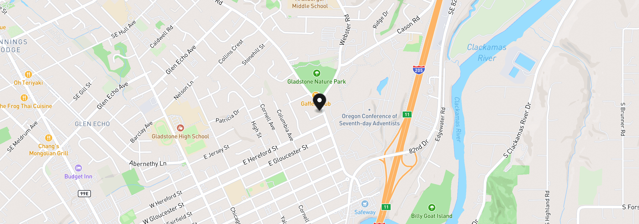Map showing the location of 790 Heather Way, Gladstone, OR 97027