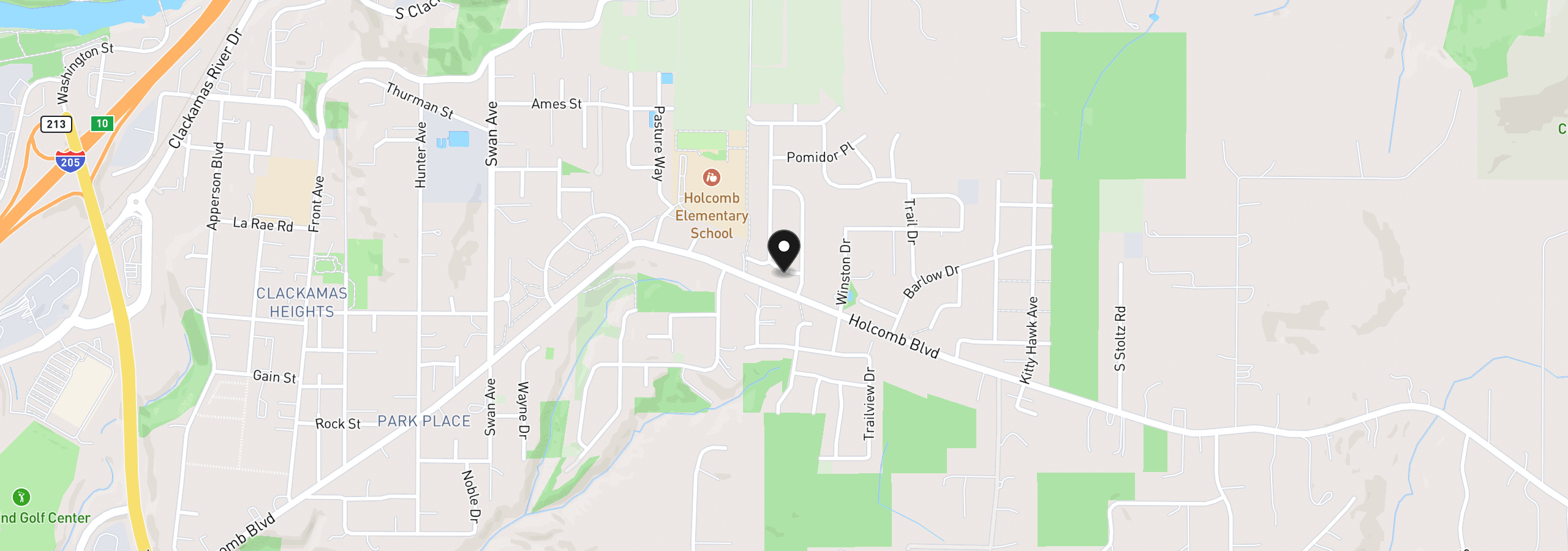 Map showing the location of 16153 Barlow Trail Ln, Oregon City, OR 97045