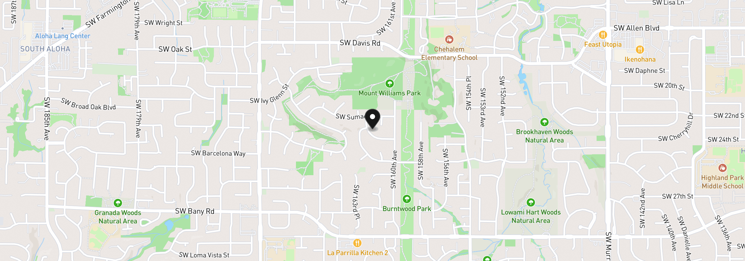 Map showing the location of 6692 SW 162nd Dr, Beaverton, OR 97007