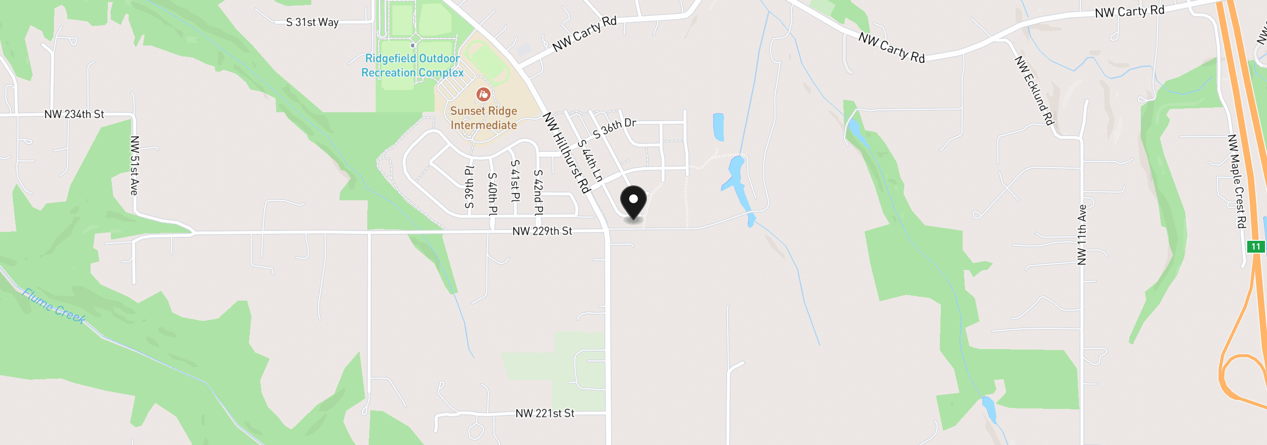 Map showing the location of 4523 S 39th Way, Ridgefield, Wa 98642