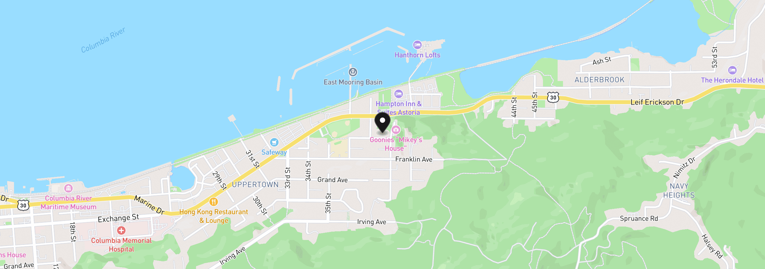 Map showing the location of 3760 Duane St, Astoria, OR 97103