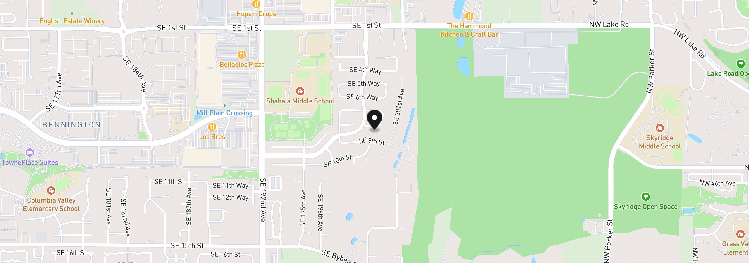 Map showing the location of 19913 SE 8th Way, Camas, Wa 98607
