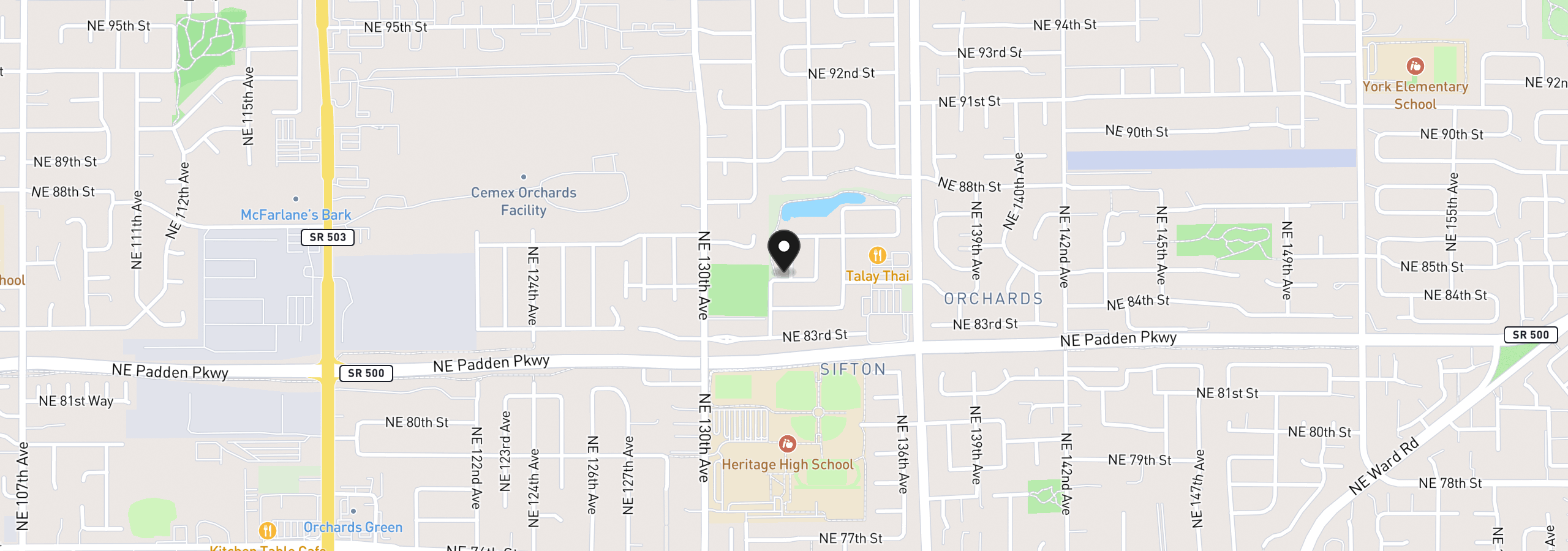 Map showing the location of 8402 NE 133rd Ave, Vancouver, Wa 98682