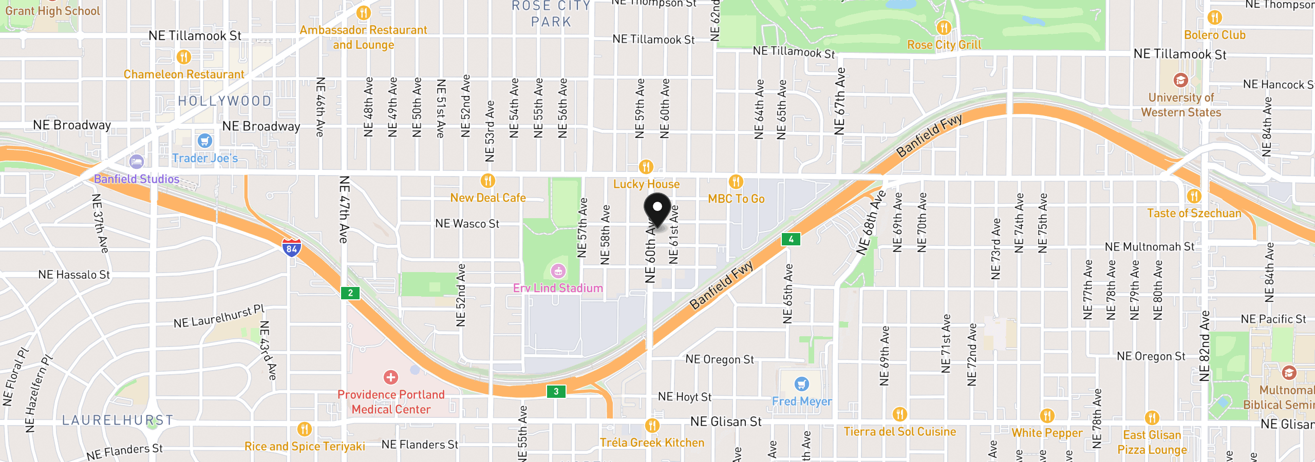 Map showing the location of 1224 NE 60th Ave, Portland, OR 97213