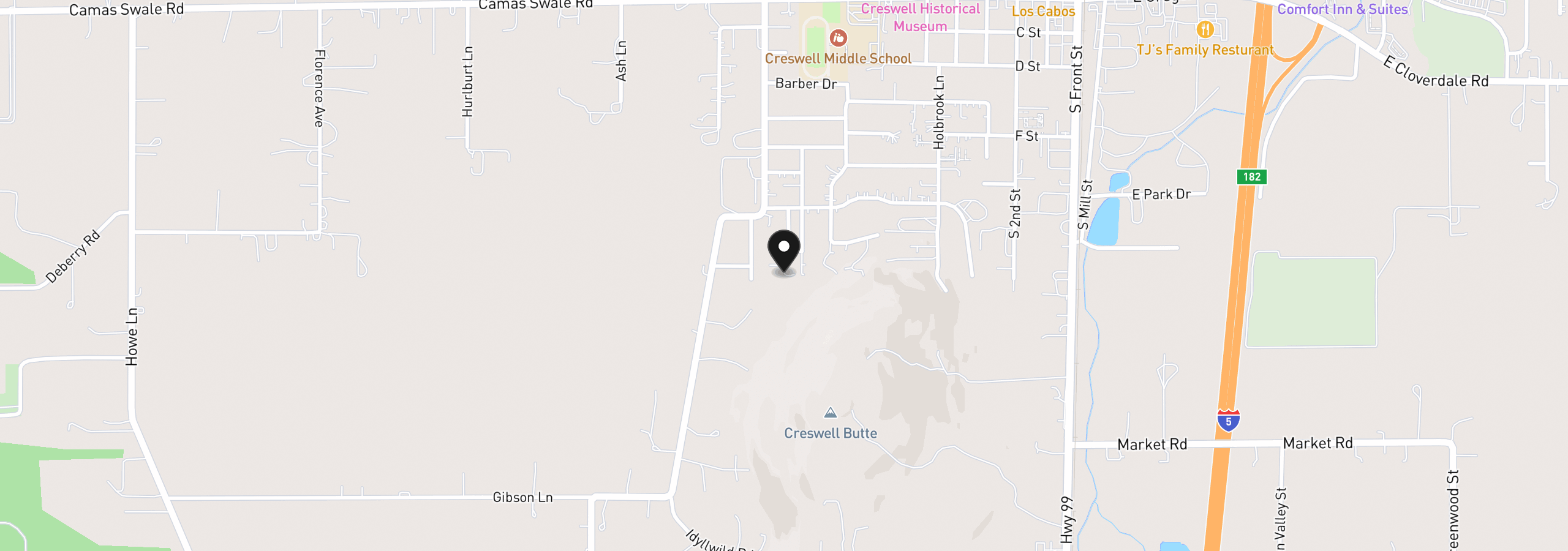 Map showing the location of 731 Boulder Loop, Creswell, OR 97426