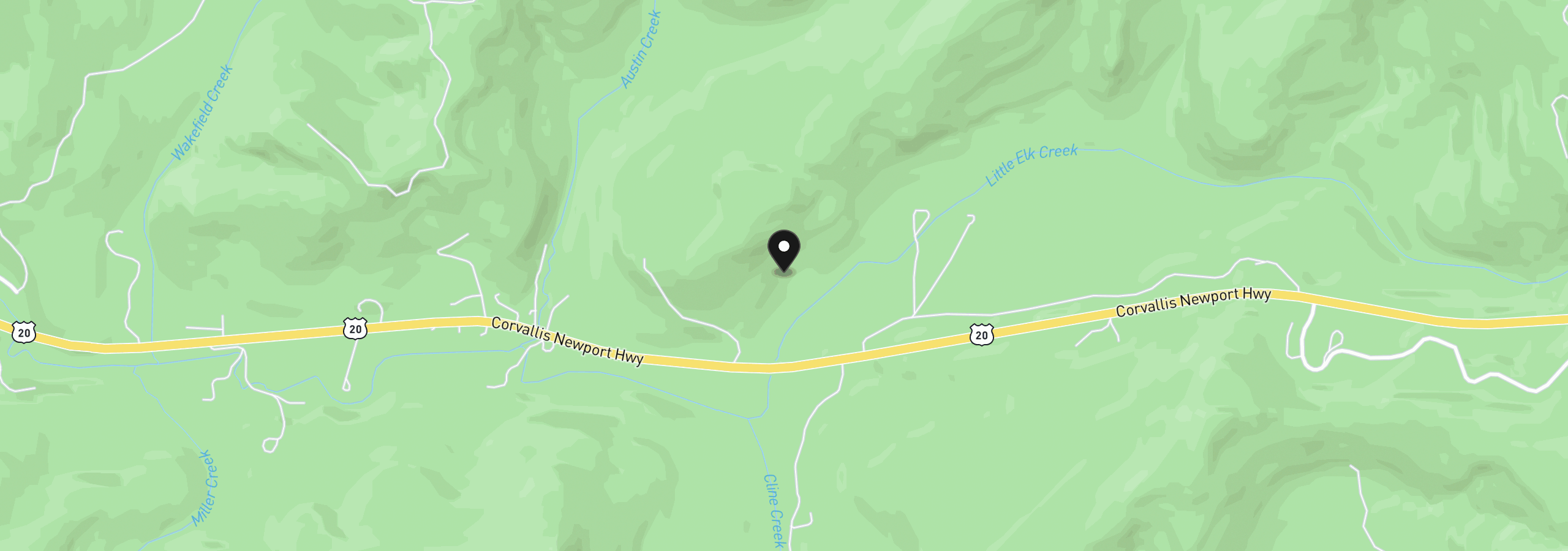 Map showing the location of 26743 Highway 20, Eddyville, OR 97343