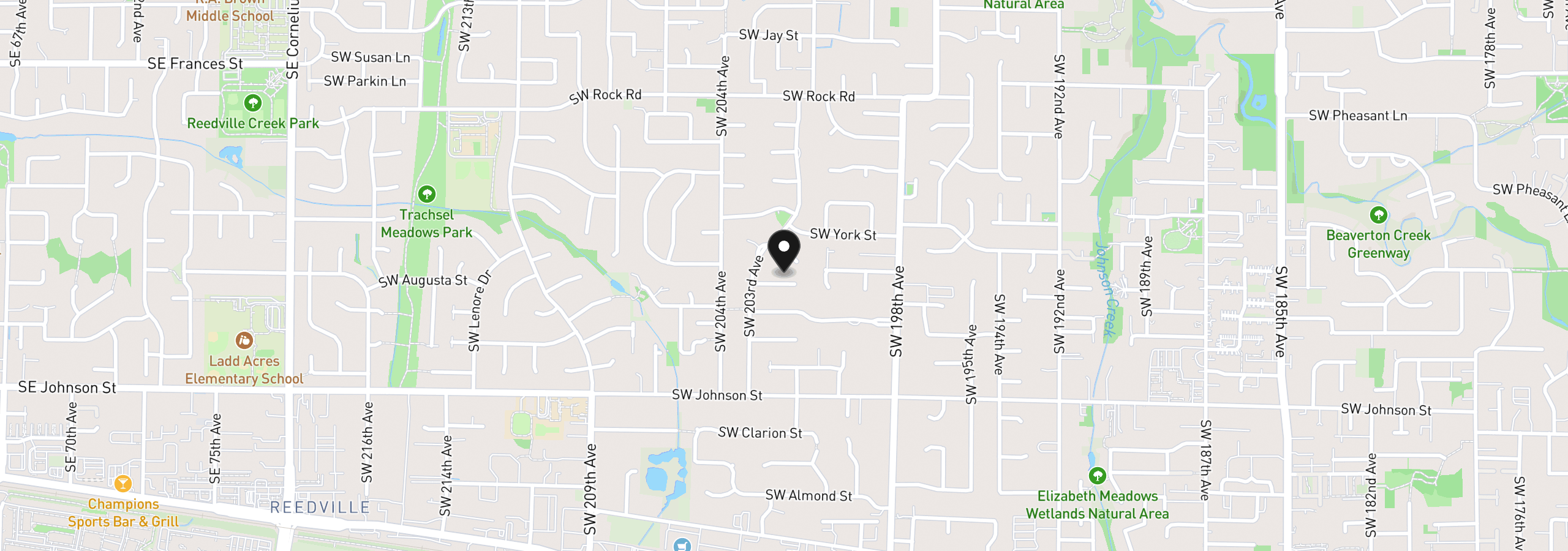 Map showing the location of 20175 SW Augusta Ct, Beaverton, OR 97003