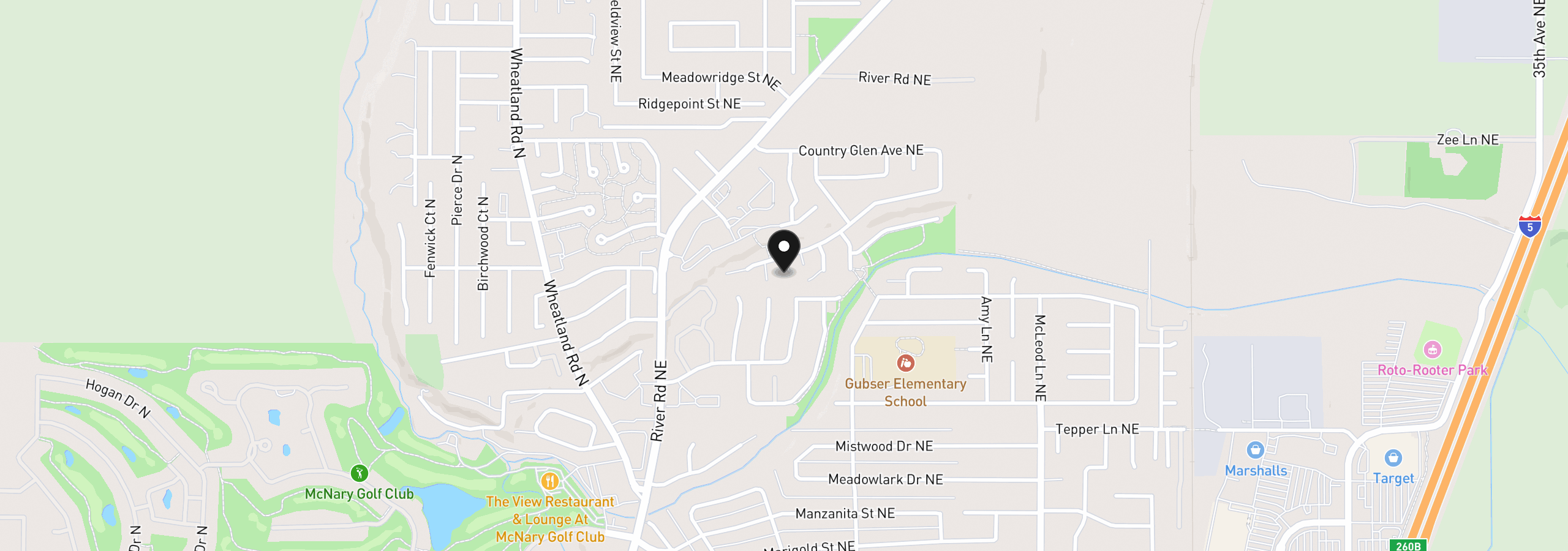 Map showing the location of 1250 Horizon Ridge Ct NE, Keizer, OR 97303