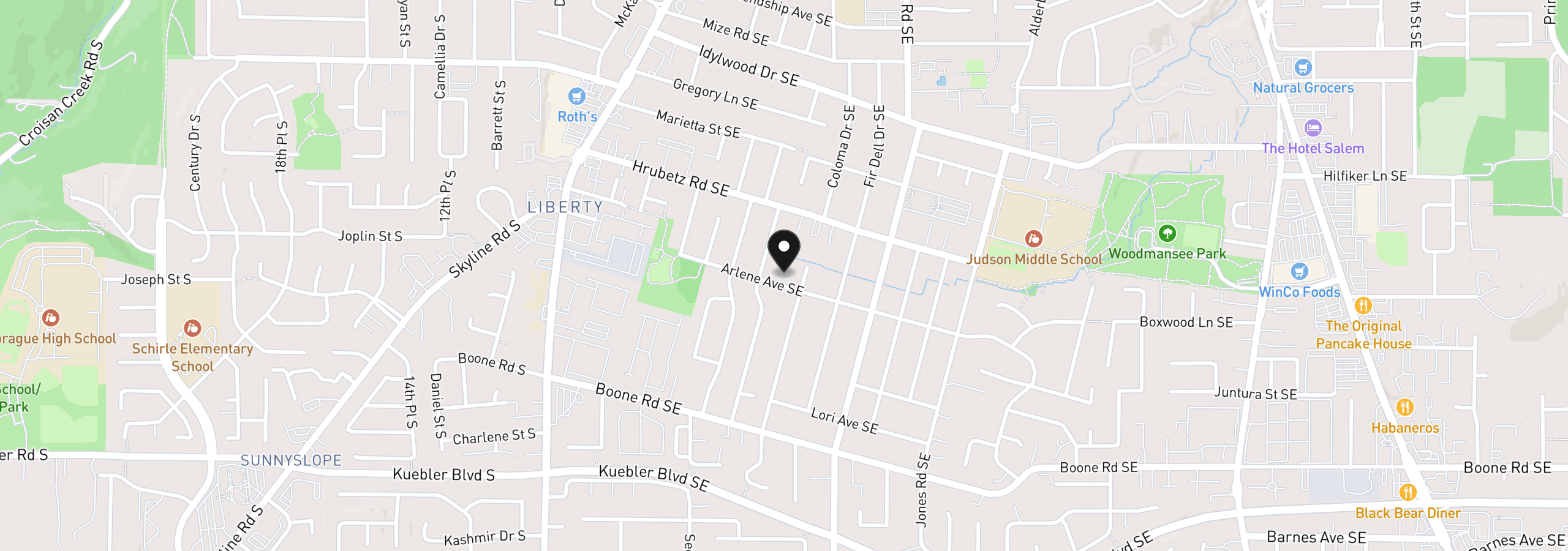 Map showing the location of 297 SE Arlene Ave, Salem, OR 97302