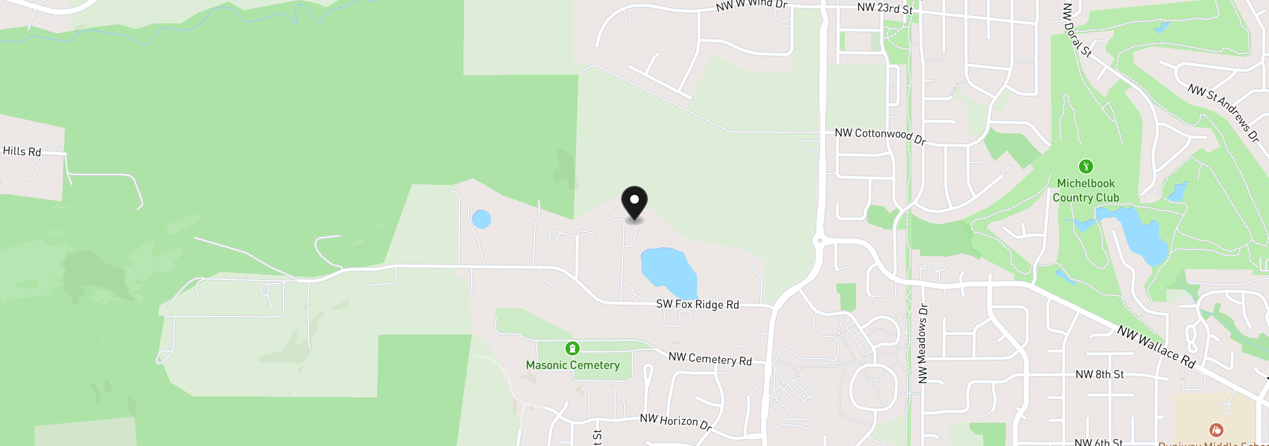 Map showing the location of 11790 SW Fox Ridge Rd, McMinnville, OR 97128