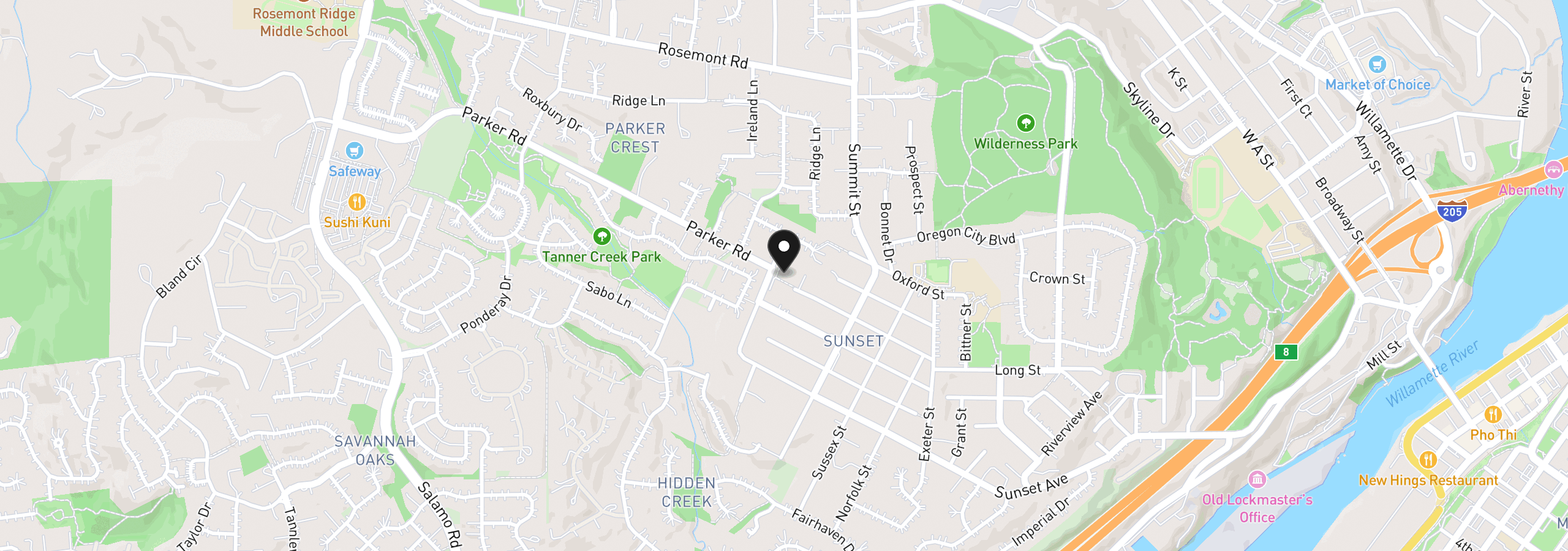 Map showing the location of 4707 Summer Run Dr, West Linn, OR 97068