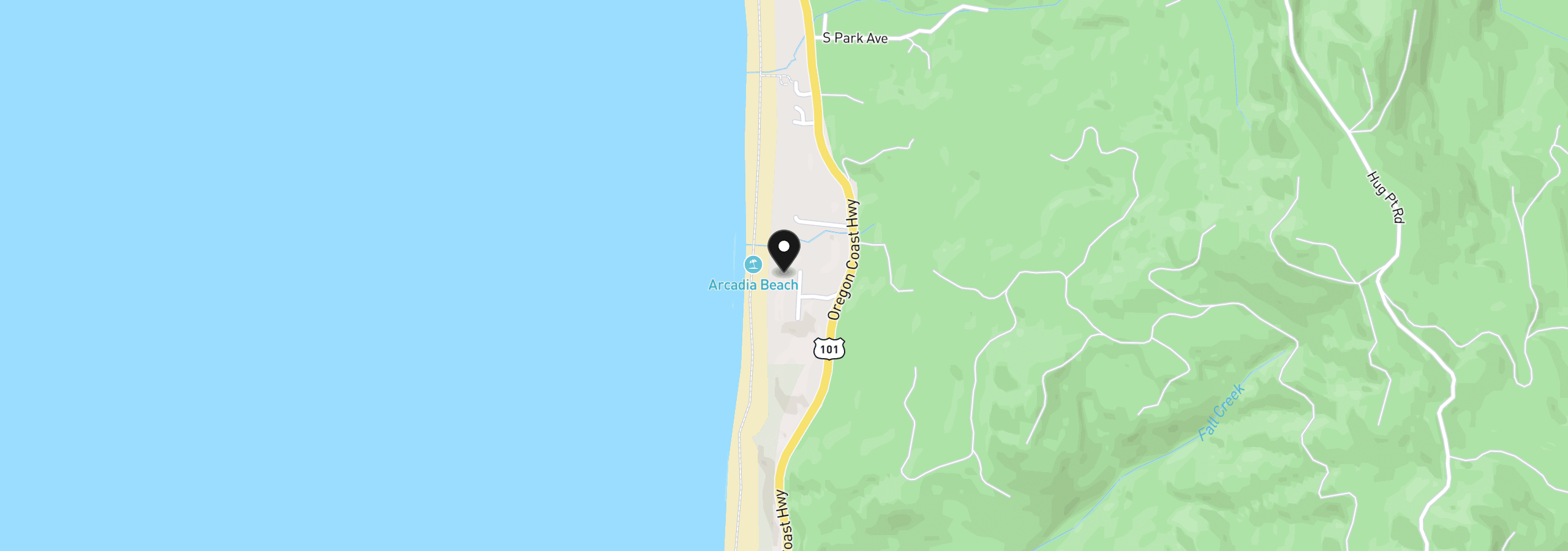 Map showing the location of 81090 Arcadia Rd, Cannon Beach, OR 97110