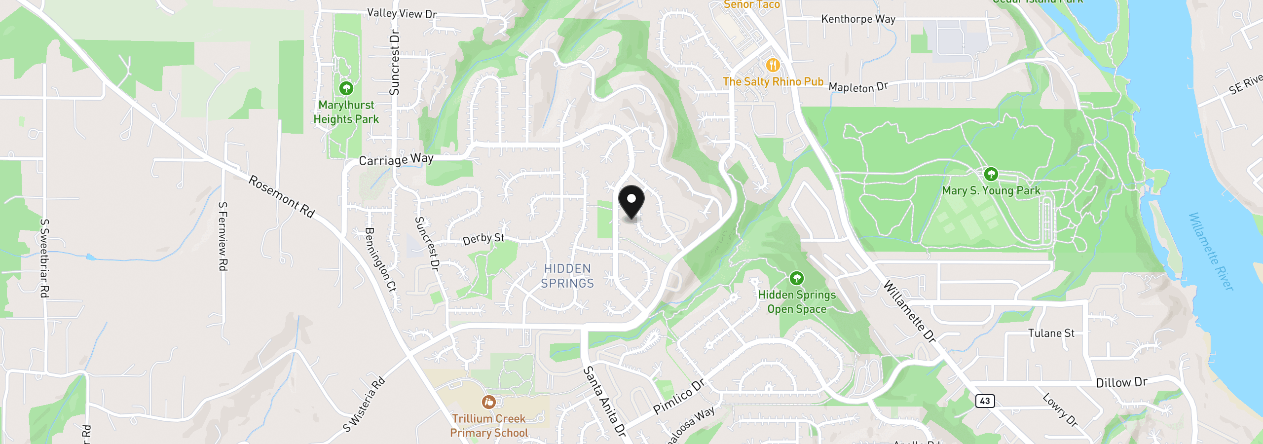 Map showing the location of 2935 Ascot Cir, West Linn, OR 97068