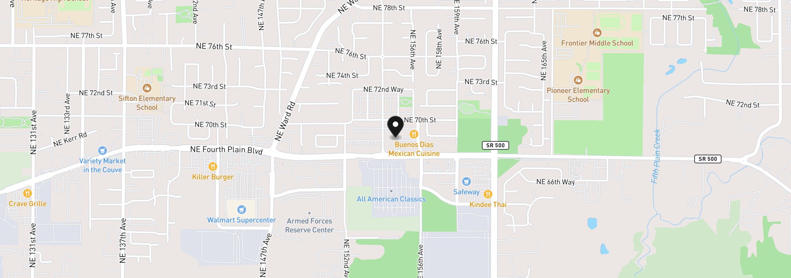 Map showing the location of 15620 NE Fourth Plain Blvd, Vancouver, Wa 98682