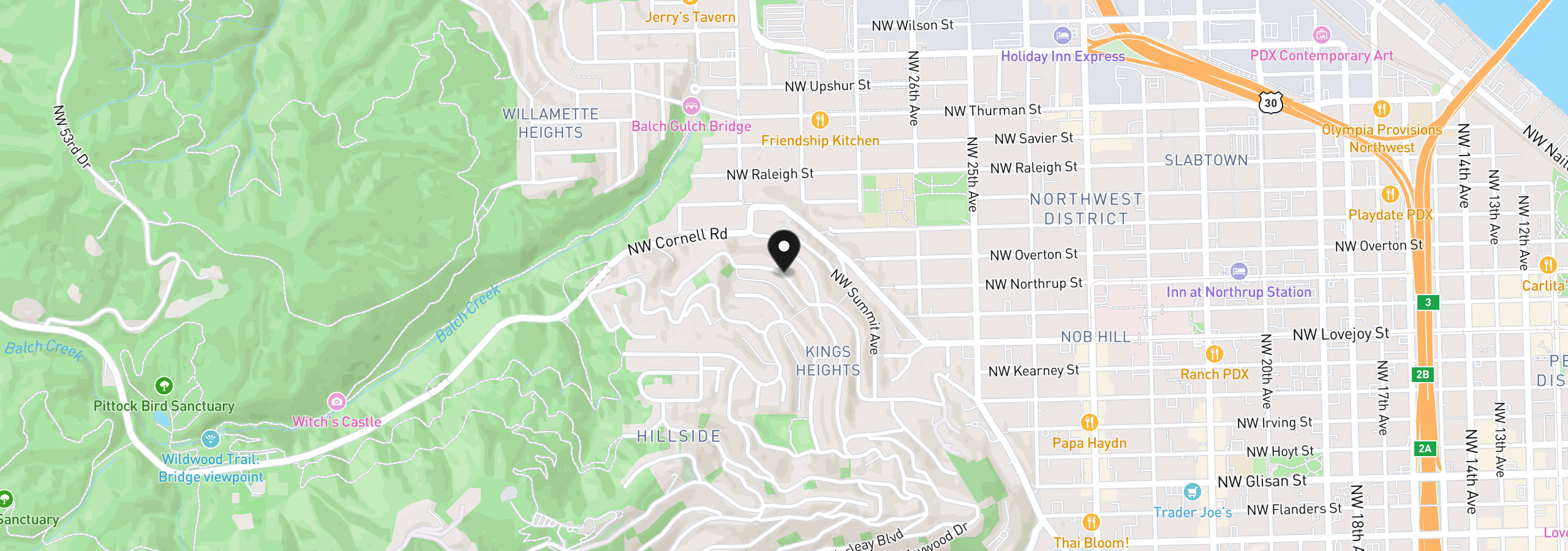 Map showing the location of 2900 NW Fairfax Ter, Portland, OR 97210