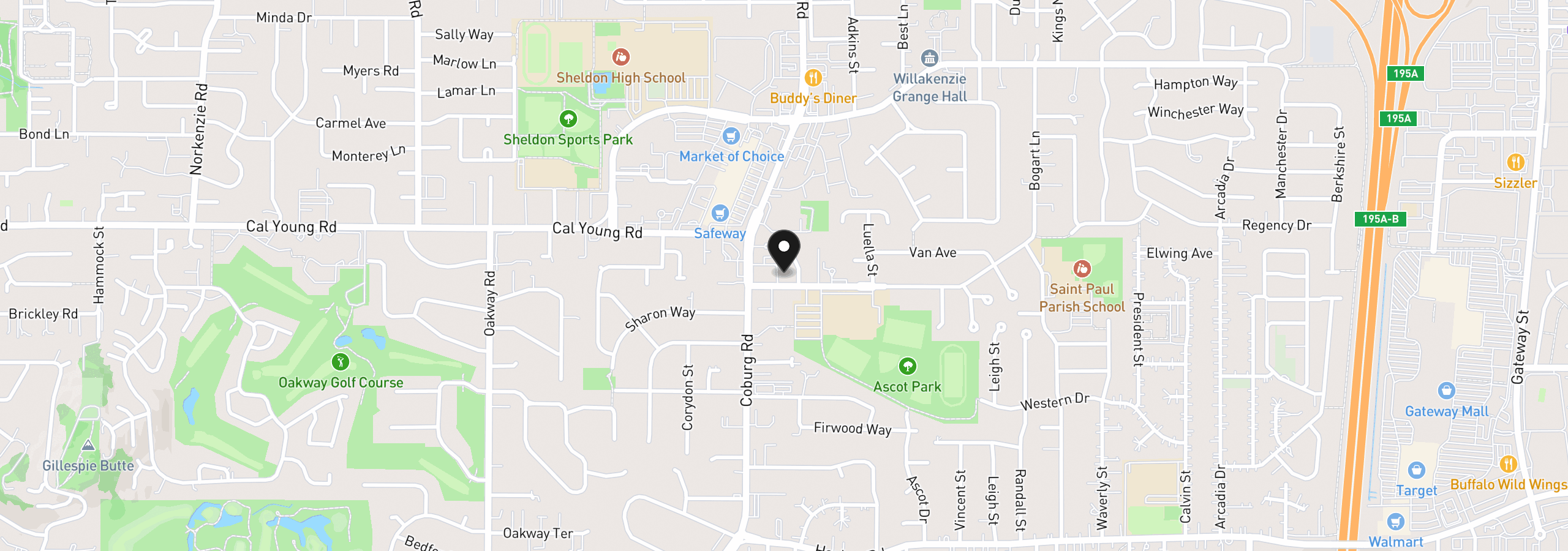 Map showing the location of 2747 Bailey Ln, Eugene, OR 97401