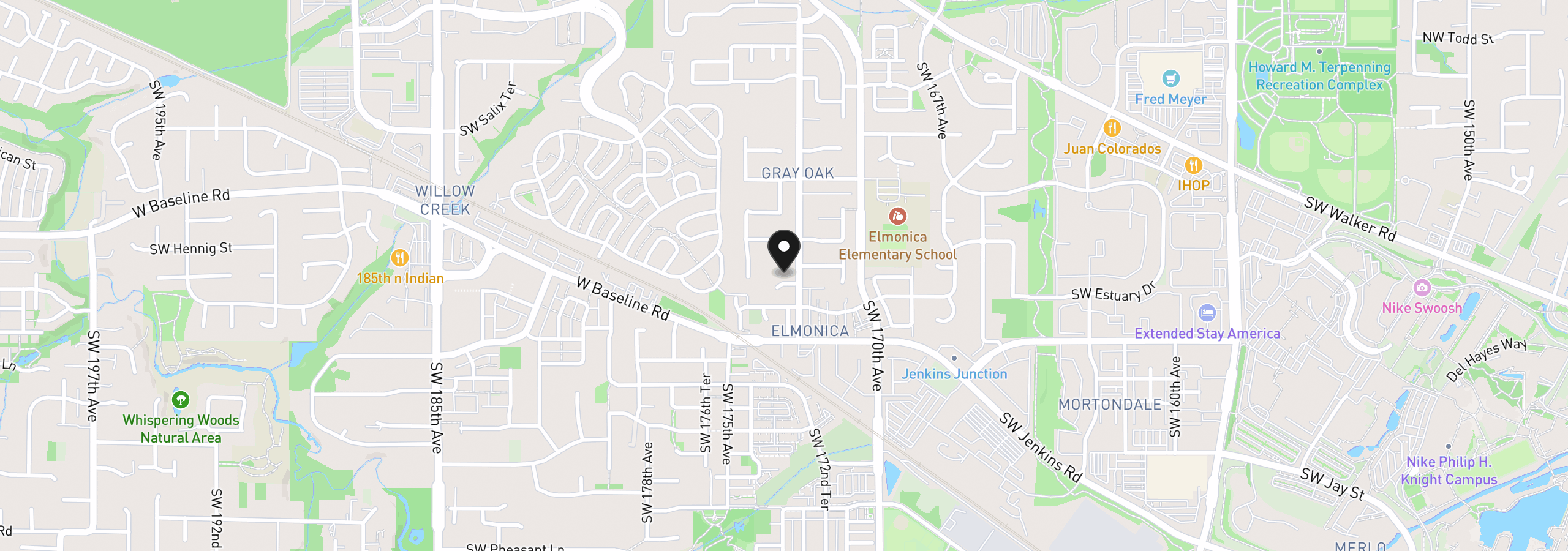 Map showing the location of 17337 SW Pacifica Ct, Beaverton, OR 97006