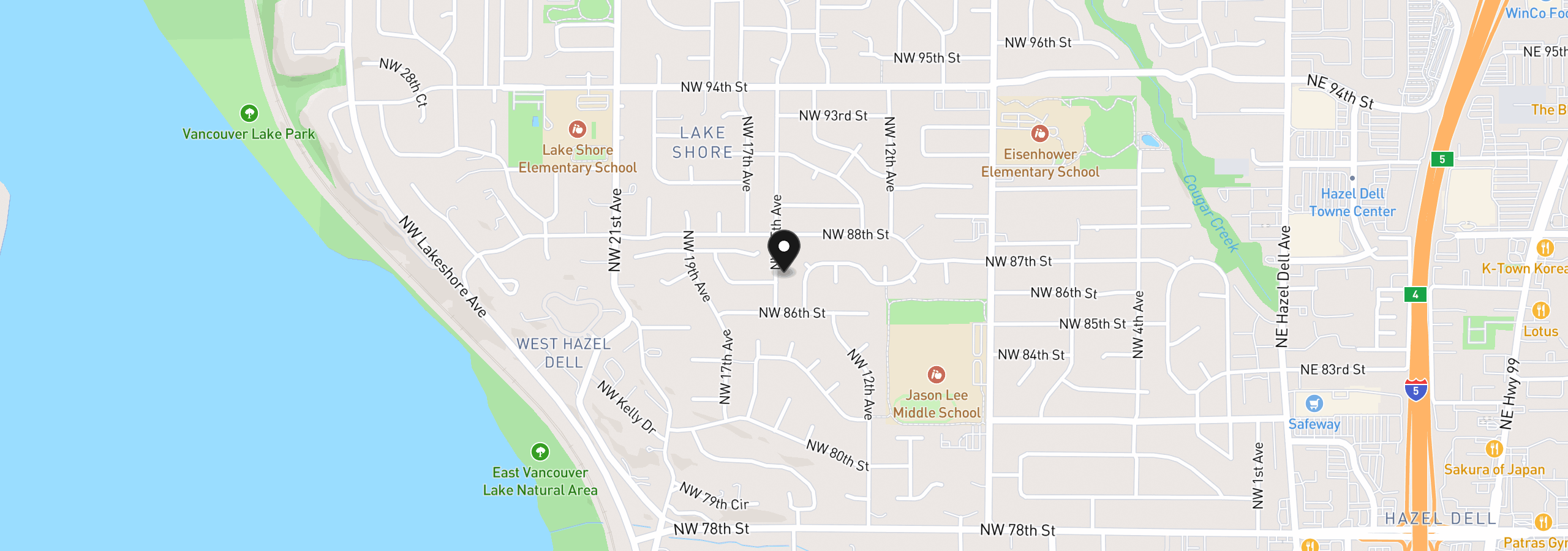 Map showing the location of 8621 NW 15th Ave, Vancouver, Wa 98665