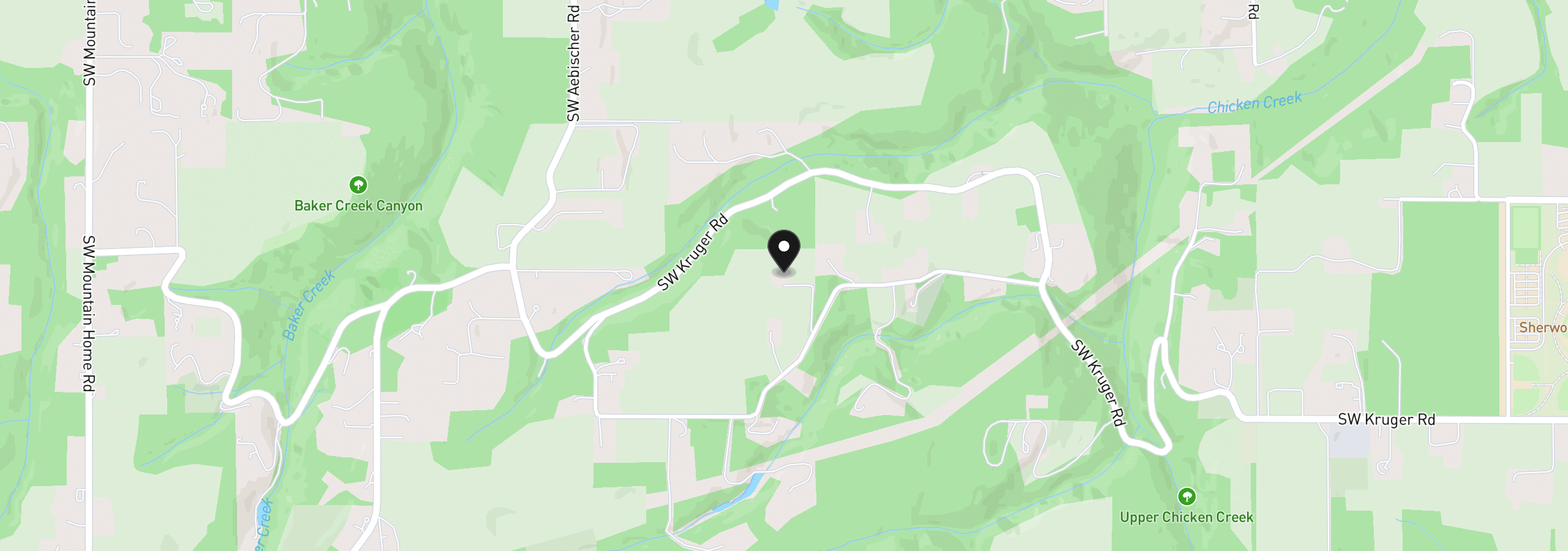 Map showing the location of 21507 SW Old Kruger Rd, Sherwood, OR 97140
