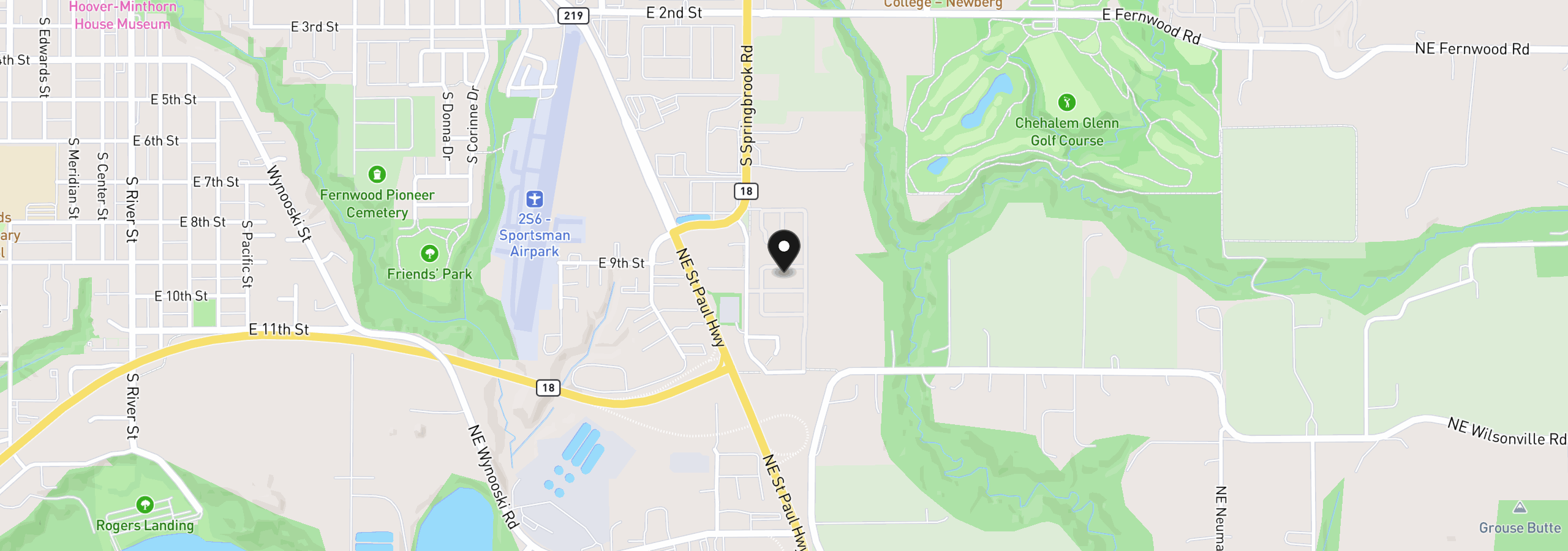 Map showing the location of 1000 S McKern Ct 94, Newberg, OR 97132